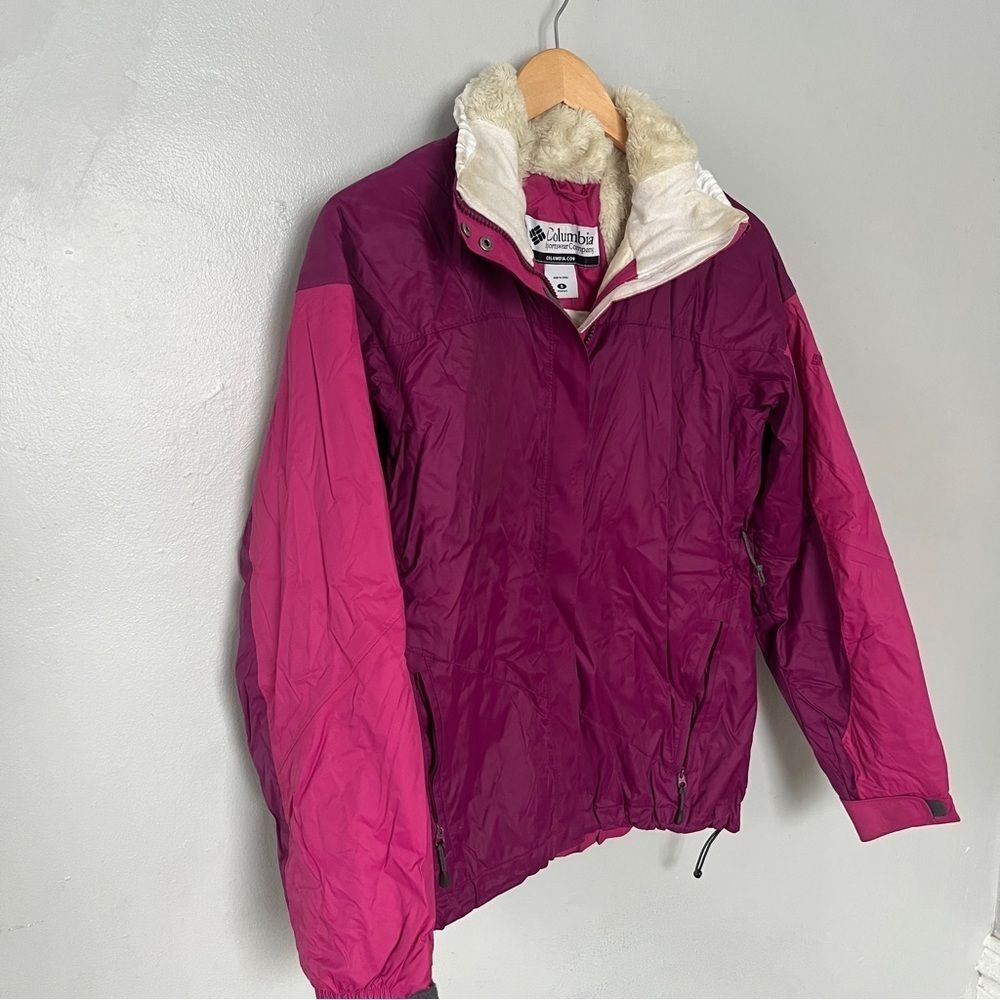 Columbia Faux Fur Ski Snow Winter Coat Jacket Small Pink